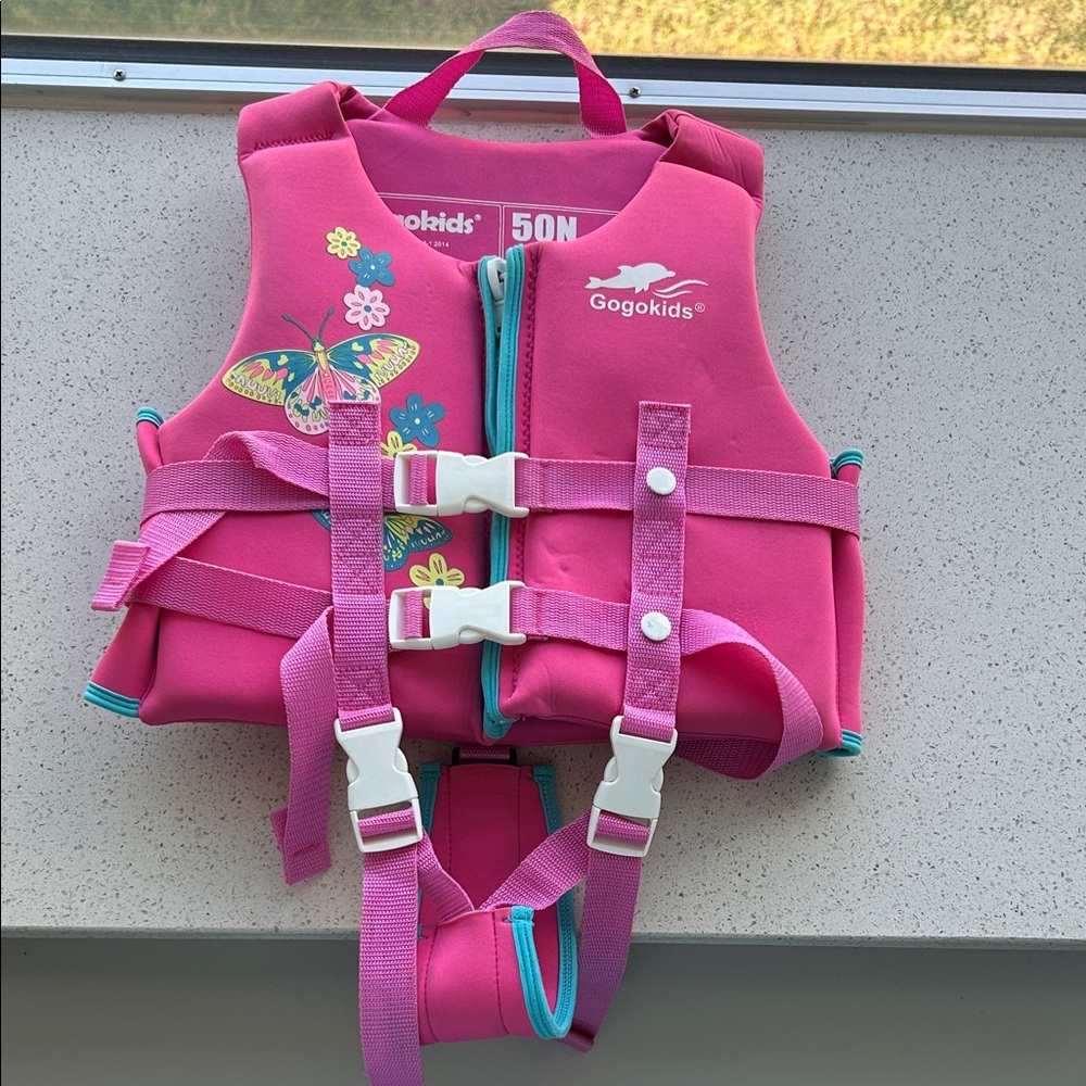 GOGO Kids Pink Swim Coverup with Butterfly Design